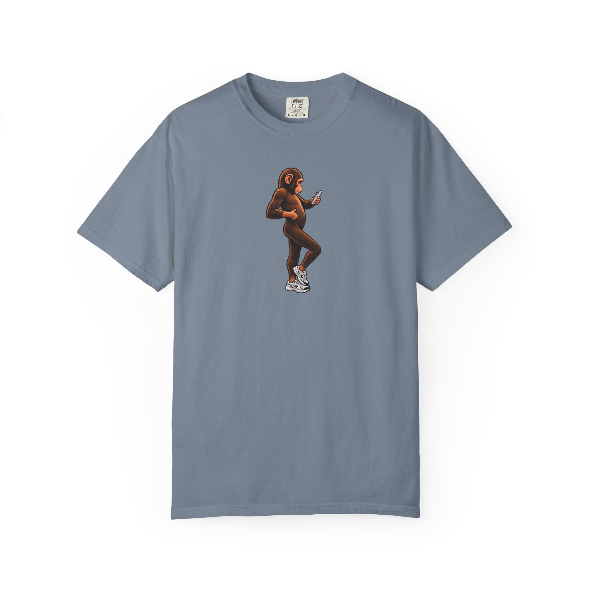 Little Monkey Holding Phone Graphic T-Shirt