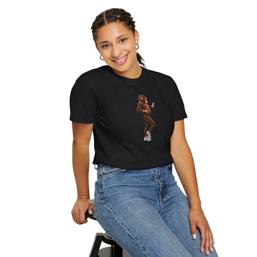 Little Monkey Holding Phone Graphic T-Shirt