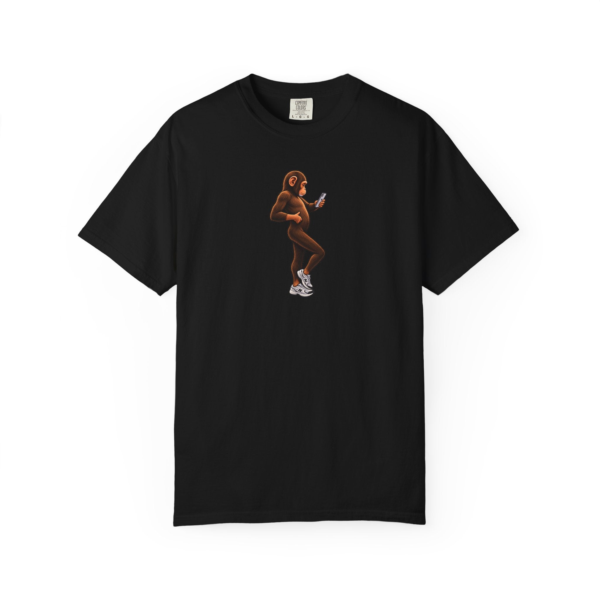 Little Monkey Holding Phone Graphic T-Shirt