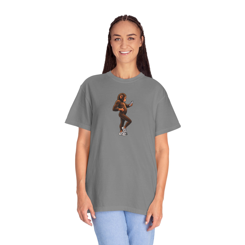 Little Monkey Holding Phone Graphic T-Shirt