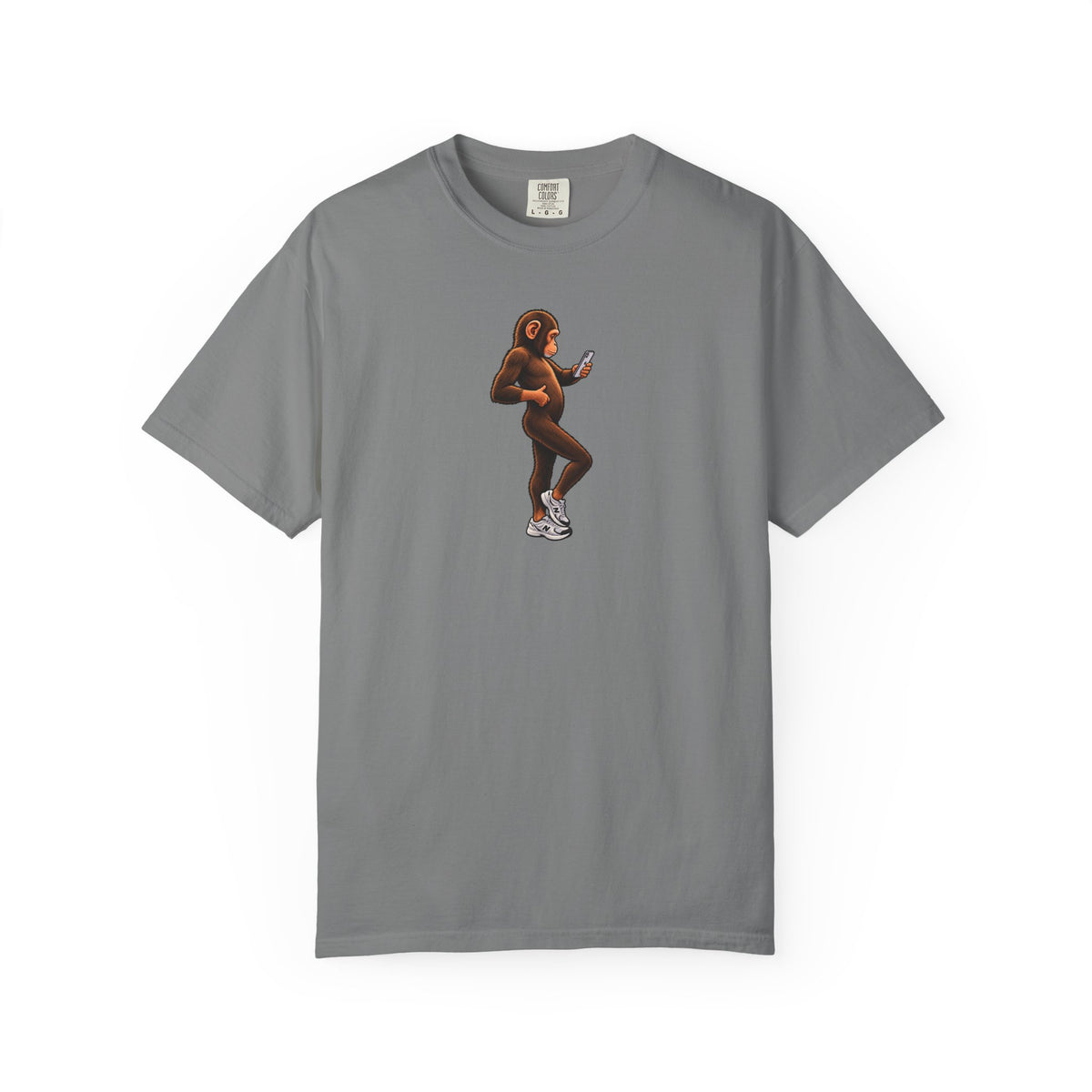 Little Monkey Holding Phone Graphic T-Shirt