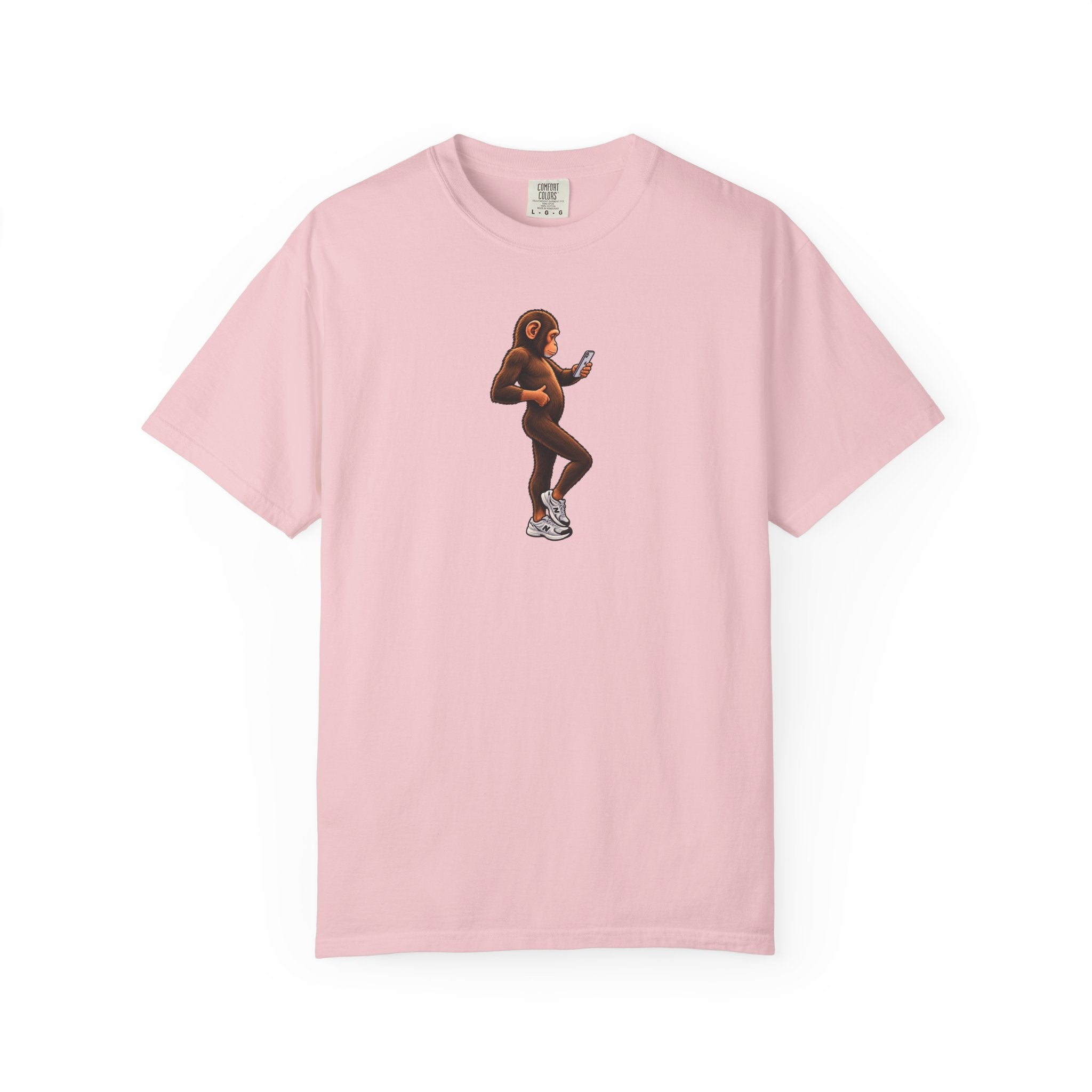 Little Monkey Holding Phone Graphic T-Shirt