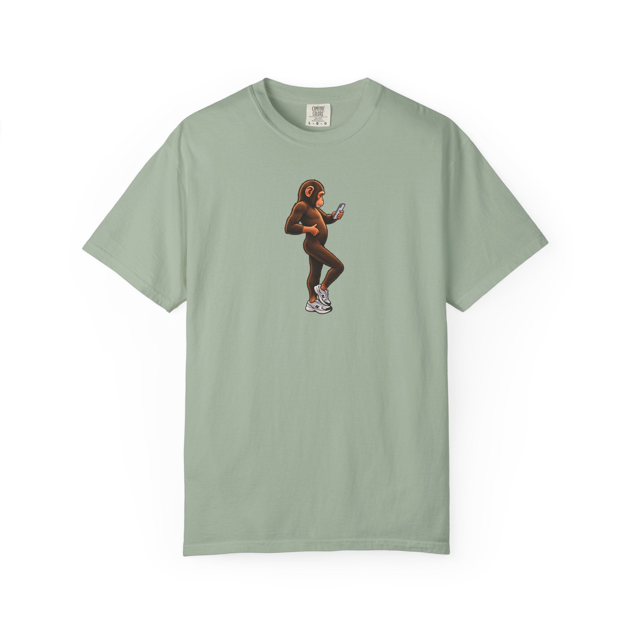 Little Monkey Holding Phone Graphic T-Shirt