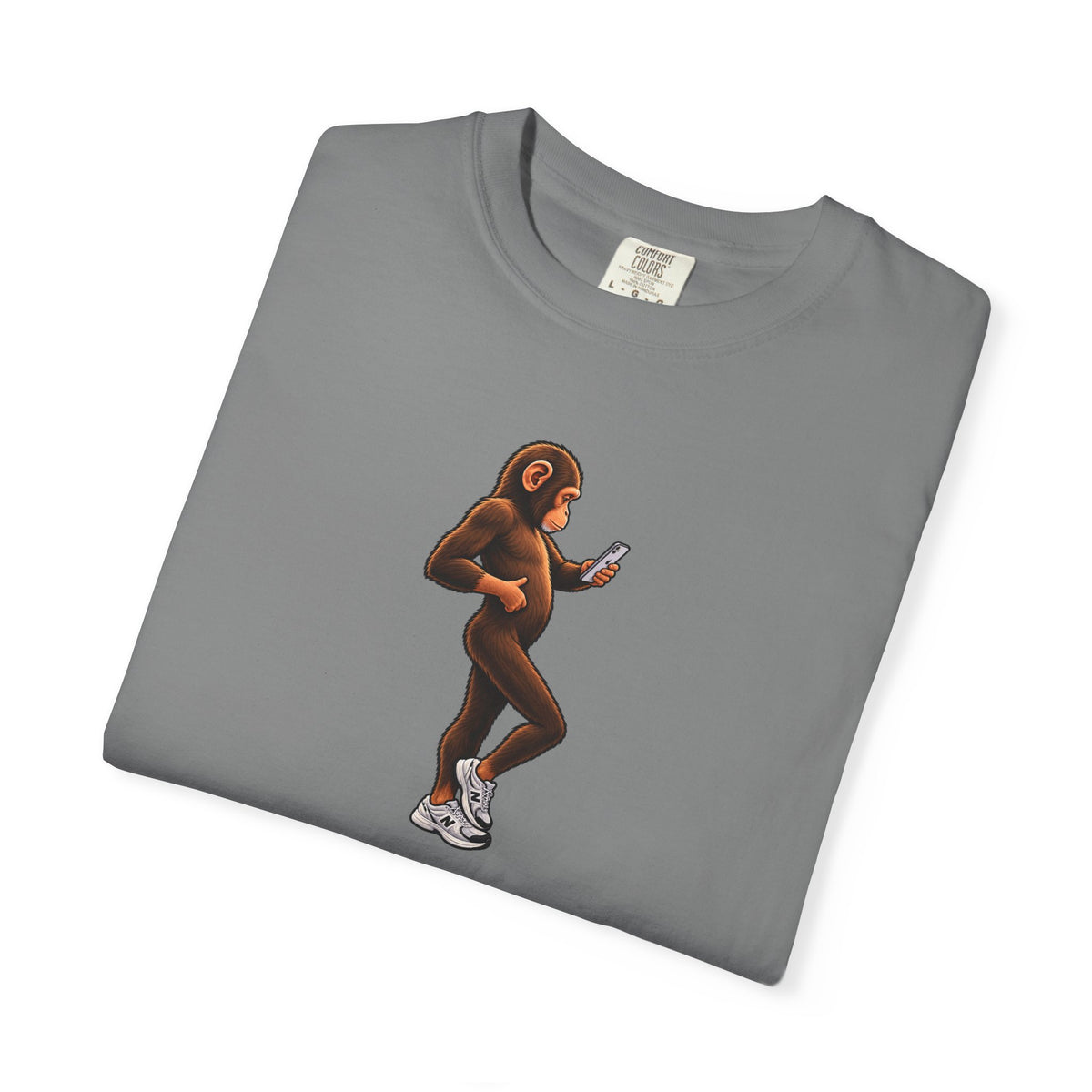 Little Monkey Holding Phone Graphic T-Shirt
