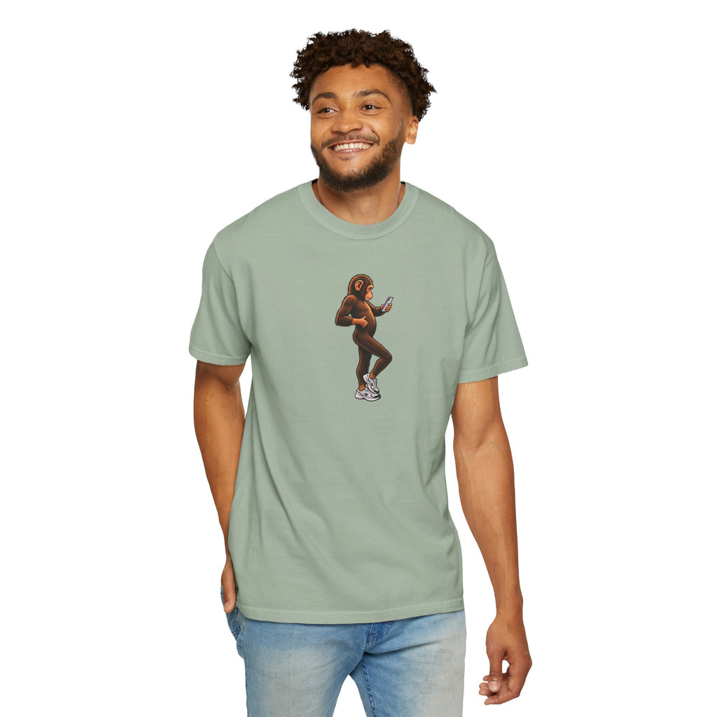 Little Monkey Holding Phone Graphic T-Shirt