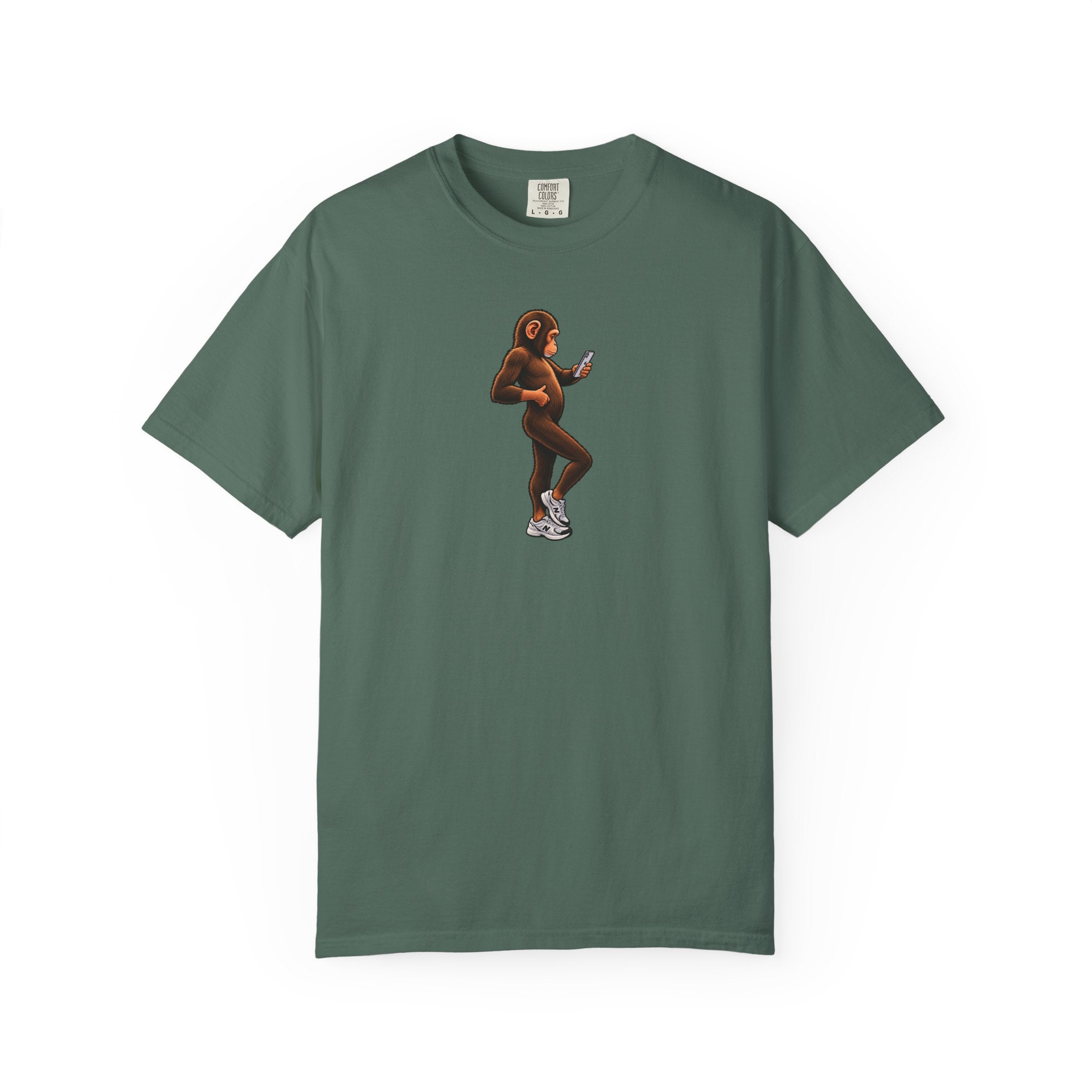 Little Monkey Holding Phone Graphic T-Shirt