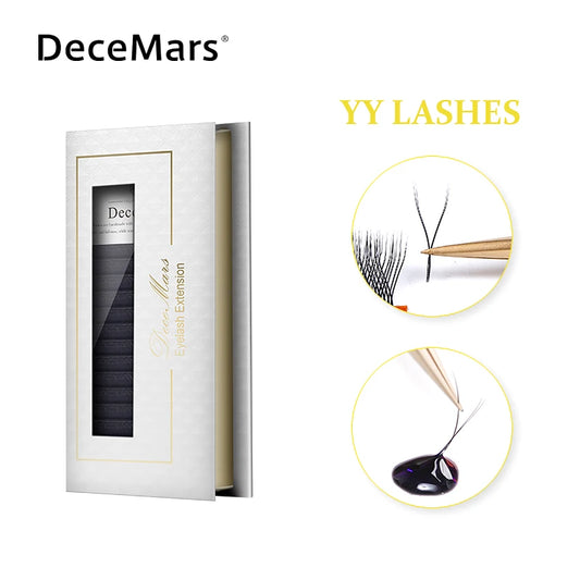 DeceMars YY Shape  Black Brown Eyelashes Extensions Two Tip Lashes C/D Curl  High Quality  Idividual - ChoppedShop