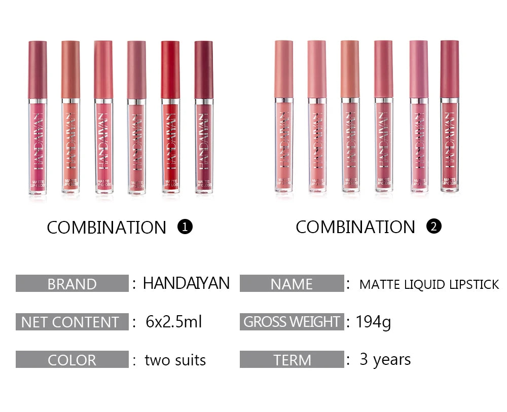 6Pcs Matte Liquid Lipstick Set - ChoppedShop