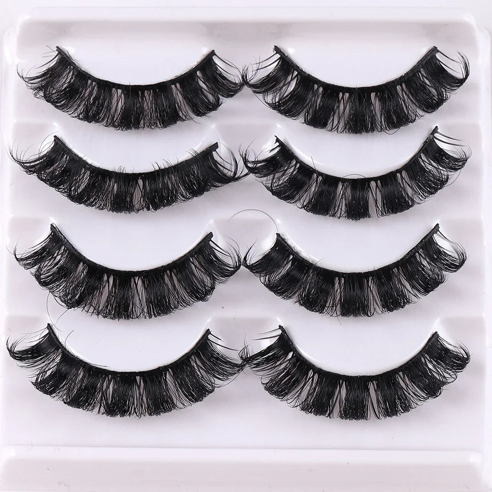 4 Pairs Russian Strip Lashes Fluffy Mink 3D - ChoppedShop