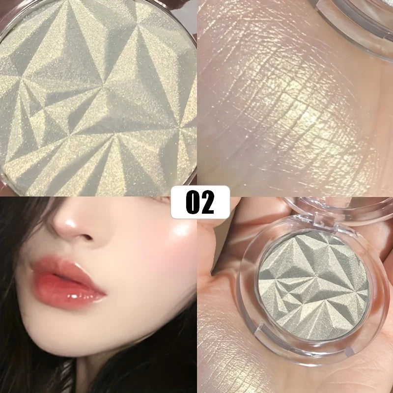 "2-Color Diamond Highlighter Powder Palette: Ultra-Concentrated Glitter for Brightening and Contouring"