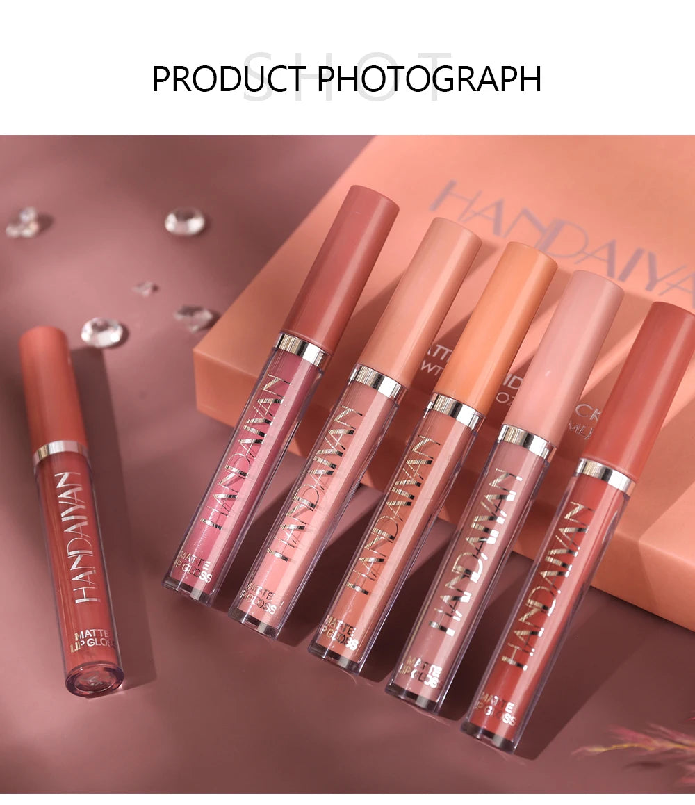 6-Piece Matte Liquid Lipstick Makeup Set - Long-Lasting, Non-Stick Cup, Waterproof Formula