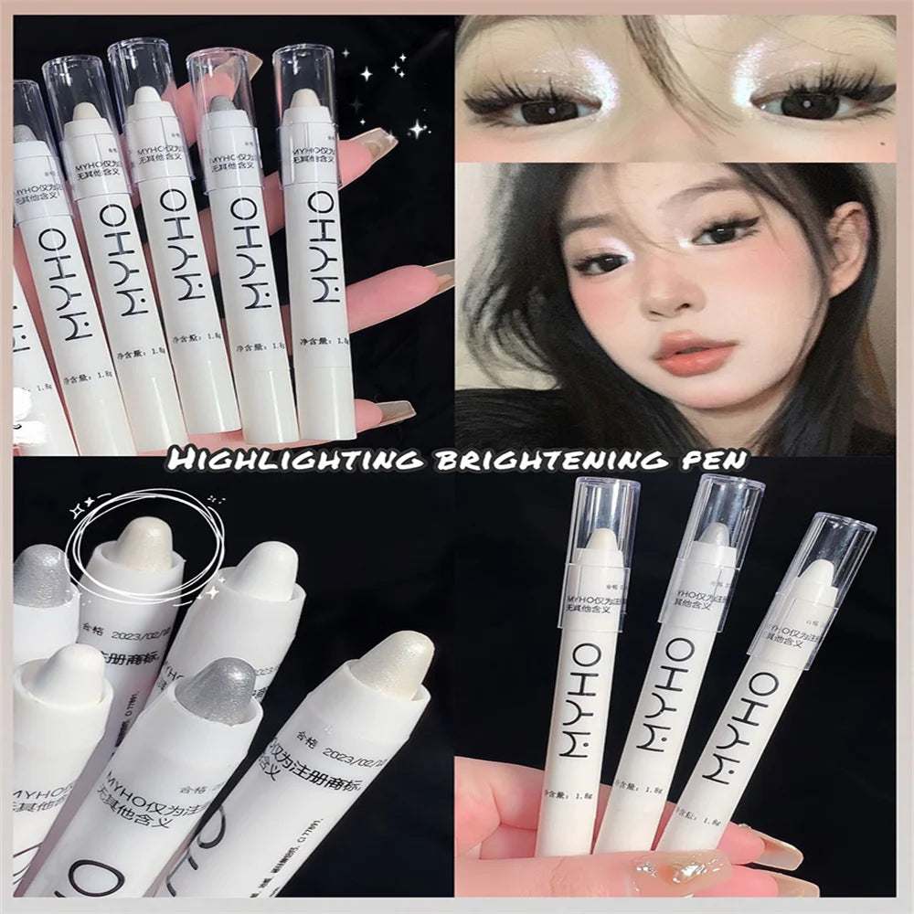 "High-Gloss Pen Eyeliner & Highlighter: Pearl Glitter Eyeshadow Stick for Brightening Eye Makeup"