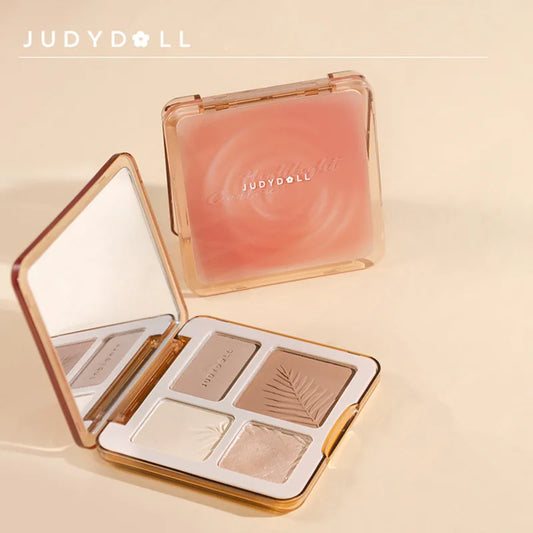 "Judydoll Facial Highlighter Makeup Palette: Matte Shadows & Shimmer Powders for Brightening and Contouring"