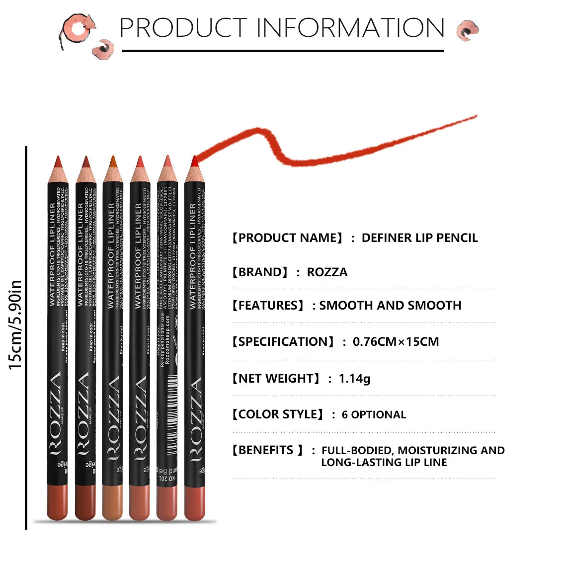 14-Color Nude Matte Lipstick Pencil - Long-Lasting Waterproof Lip Liner with High Pigment