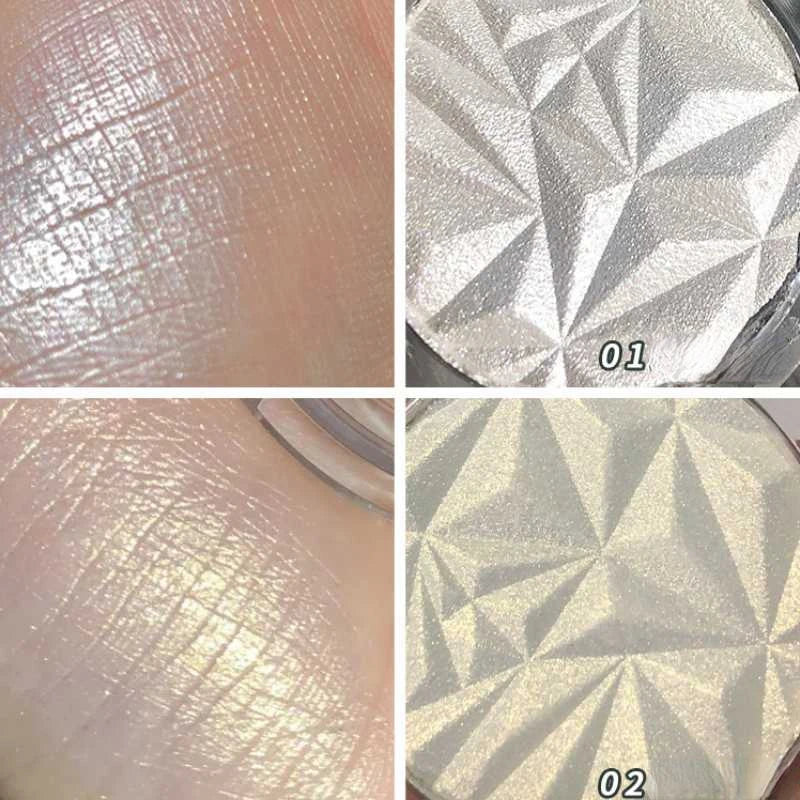 "2-Color Diamond Highlighter Powder Palette: Ultra-Concentrated Glitter for Brightening and Contouring"